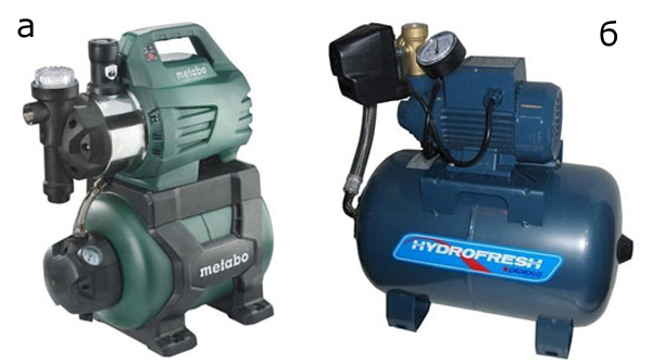 Насосные станции: а - Metabo HWWI4500/25; б - Pedrollo Pkm60.